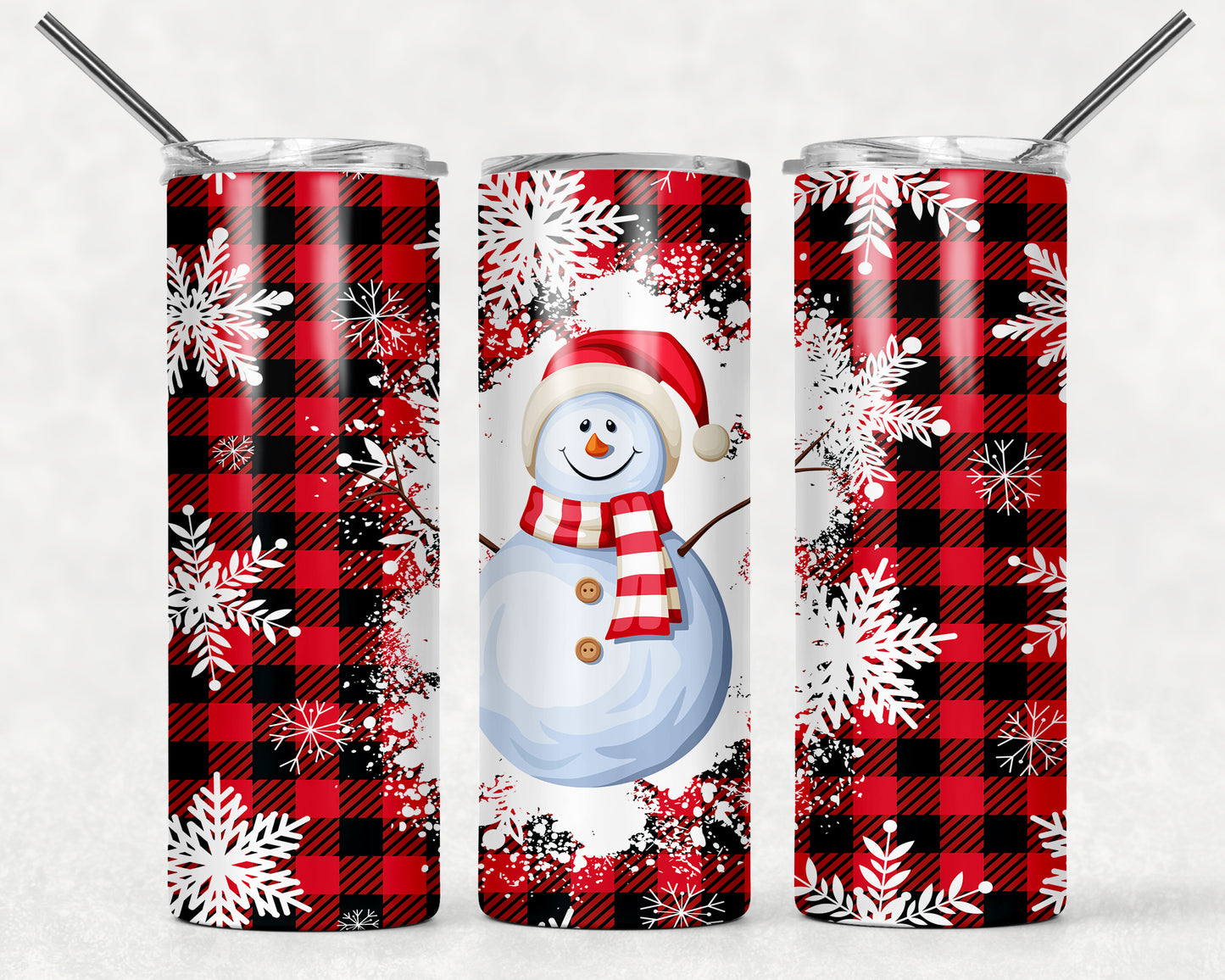 Plaid Snowman Wrap For Straight Tumbler-766