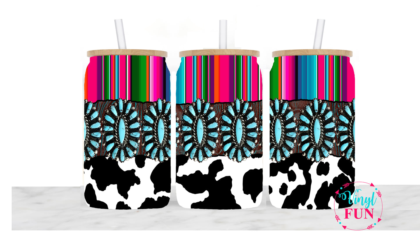 Turquoise and Patterns Sublimation Libbey Wrap - L21