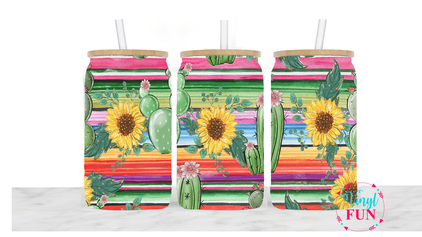 Cactus and Sunflowers Sublimation Libbey Wrap - L24