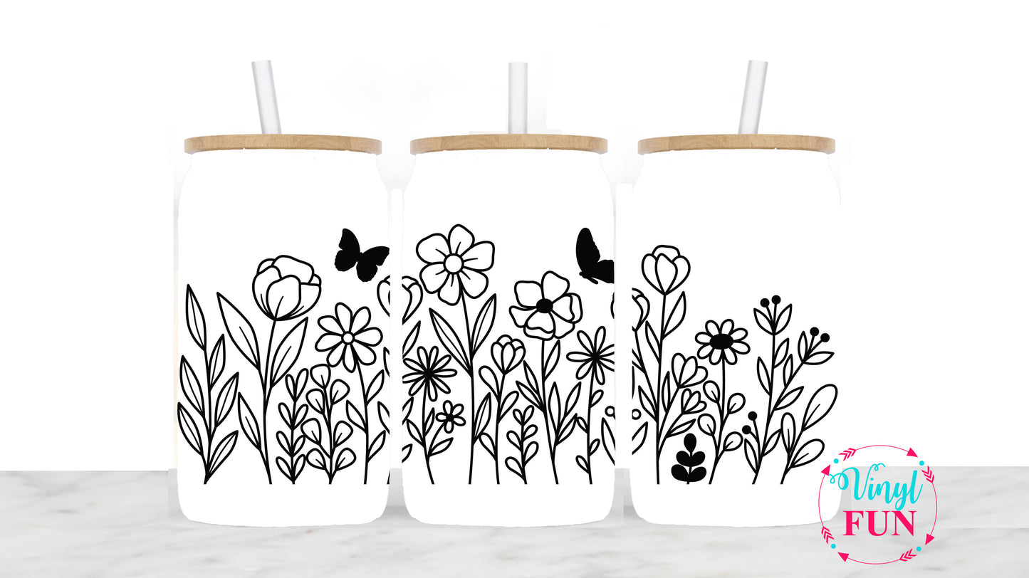 Flowers and Butterflies Sublimation Libbey Wrap - L46