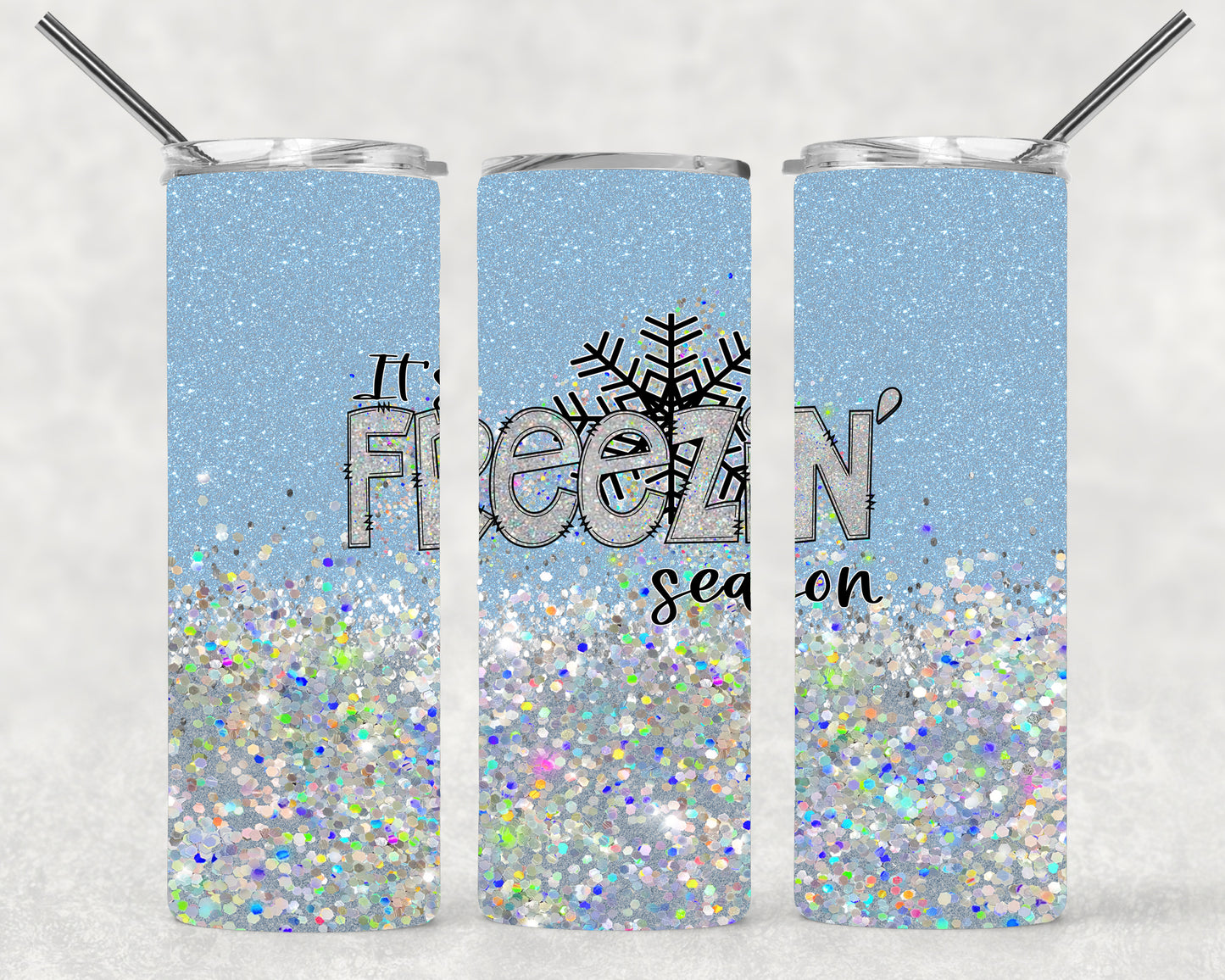 Freezin Season glitter Wrap For Straight Tumbler-M140