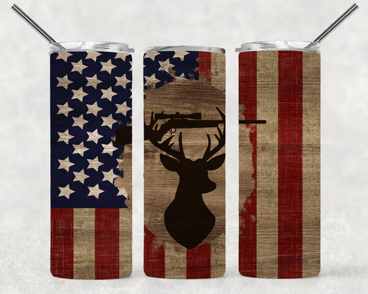 Flag Deer Wrap For Straight Tumbler-M141