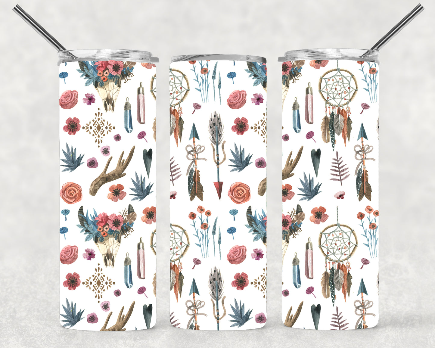 Boho White Wrap For Straight Tumbler-M168