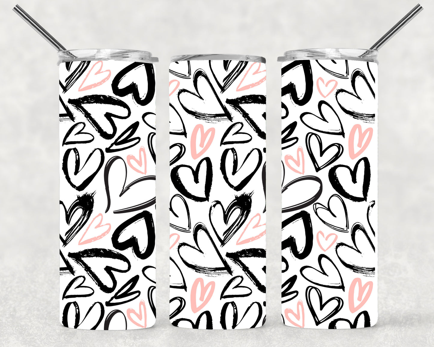 Doodle Hearts Wrap For Straight Tumbler-M221