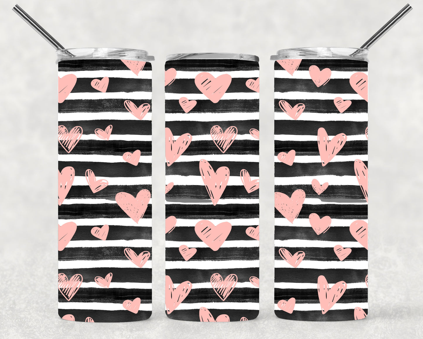 Hearts and Stripes Wrap For Straight Tumbler-M225