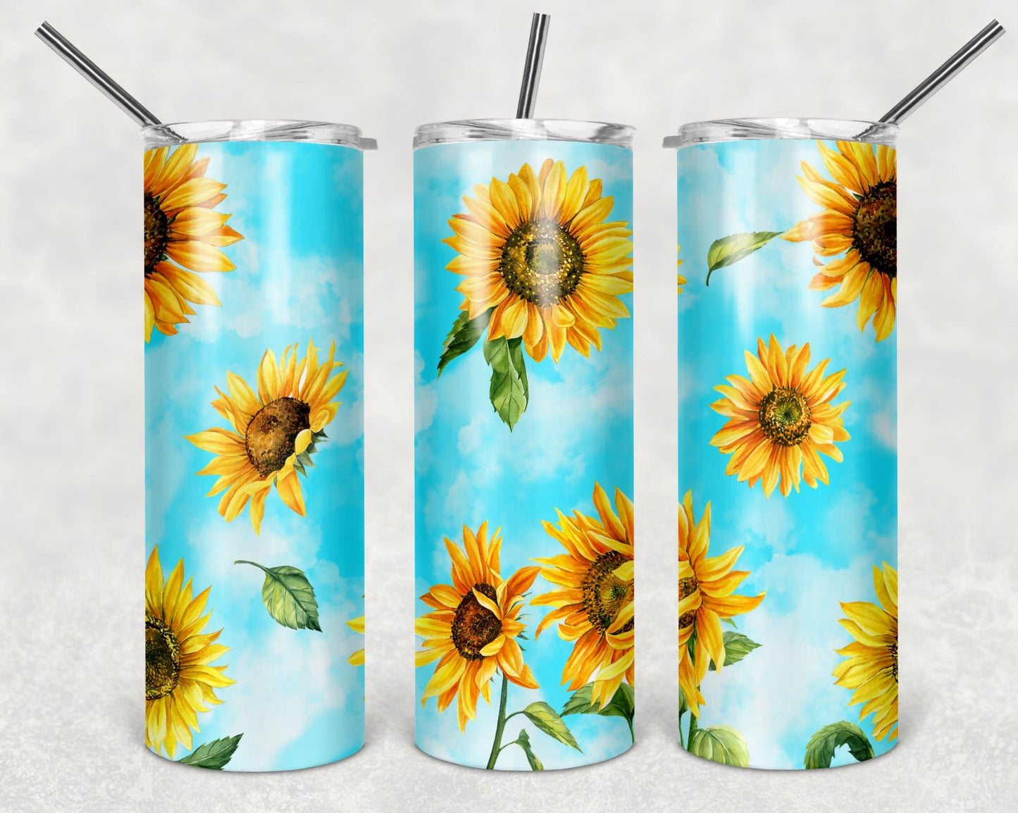 Blue Sunflower Wrap For Straight Tumbler-M49