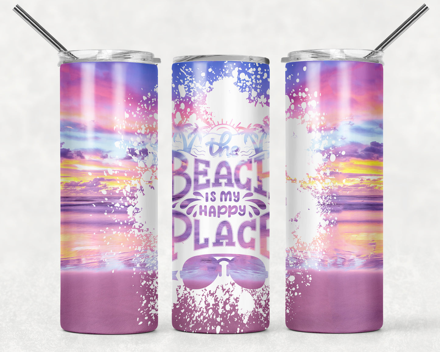 Happy Beach Wrap For Straight Tumbler-M114