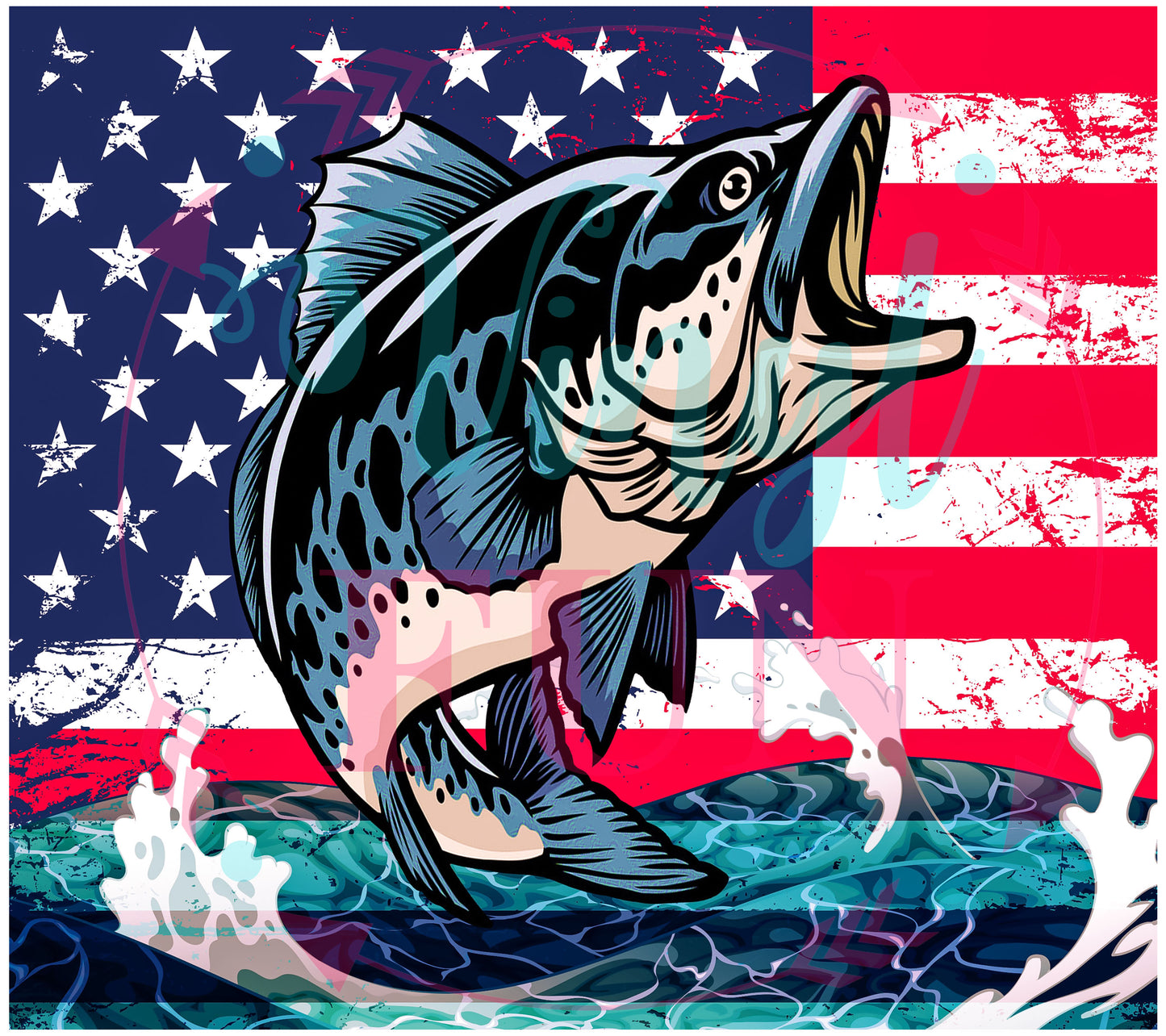 Flag Fish Wrap For Straight Tumbler-M63