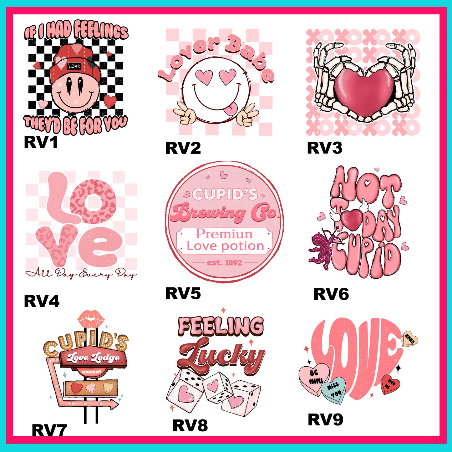 Retro Valentine Transfer Bundle-For Fabrics