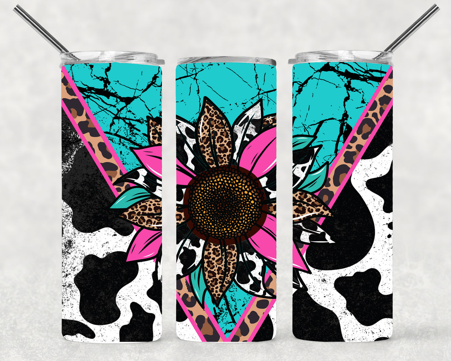 Cow Sunflower Wrap For Straight Tumbler-S1