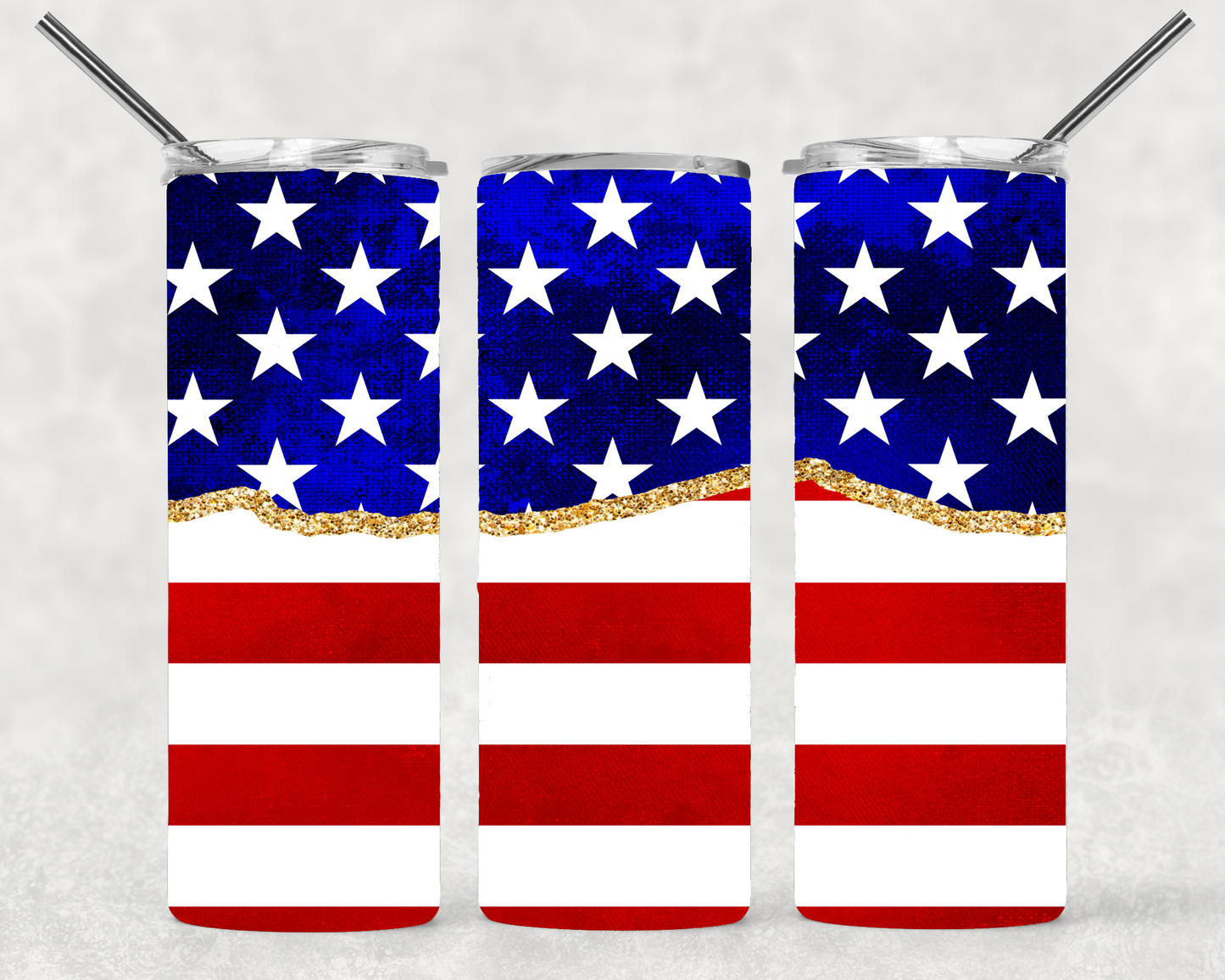Glitter Flag Wrap For Straight Tumbler-S41