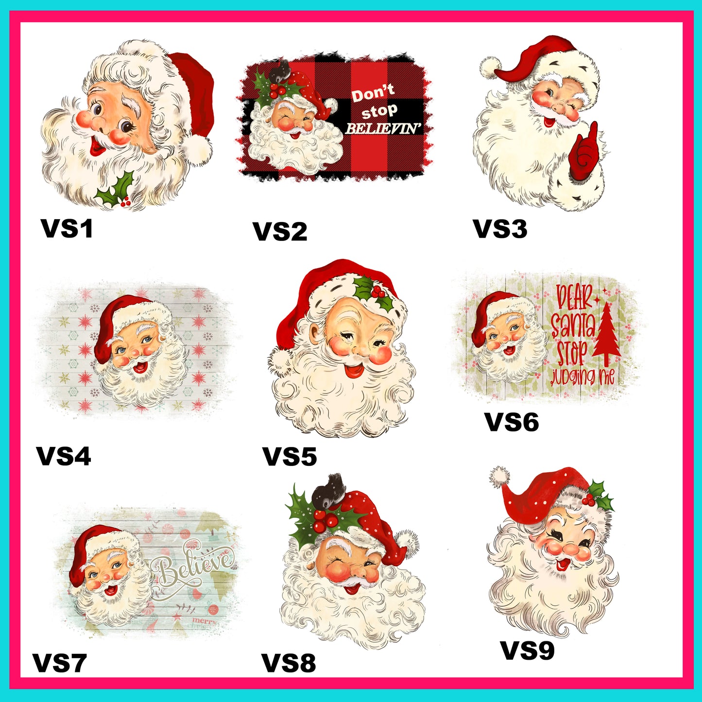 Vintage Santa Decal Sheet