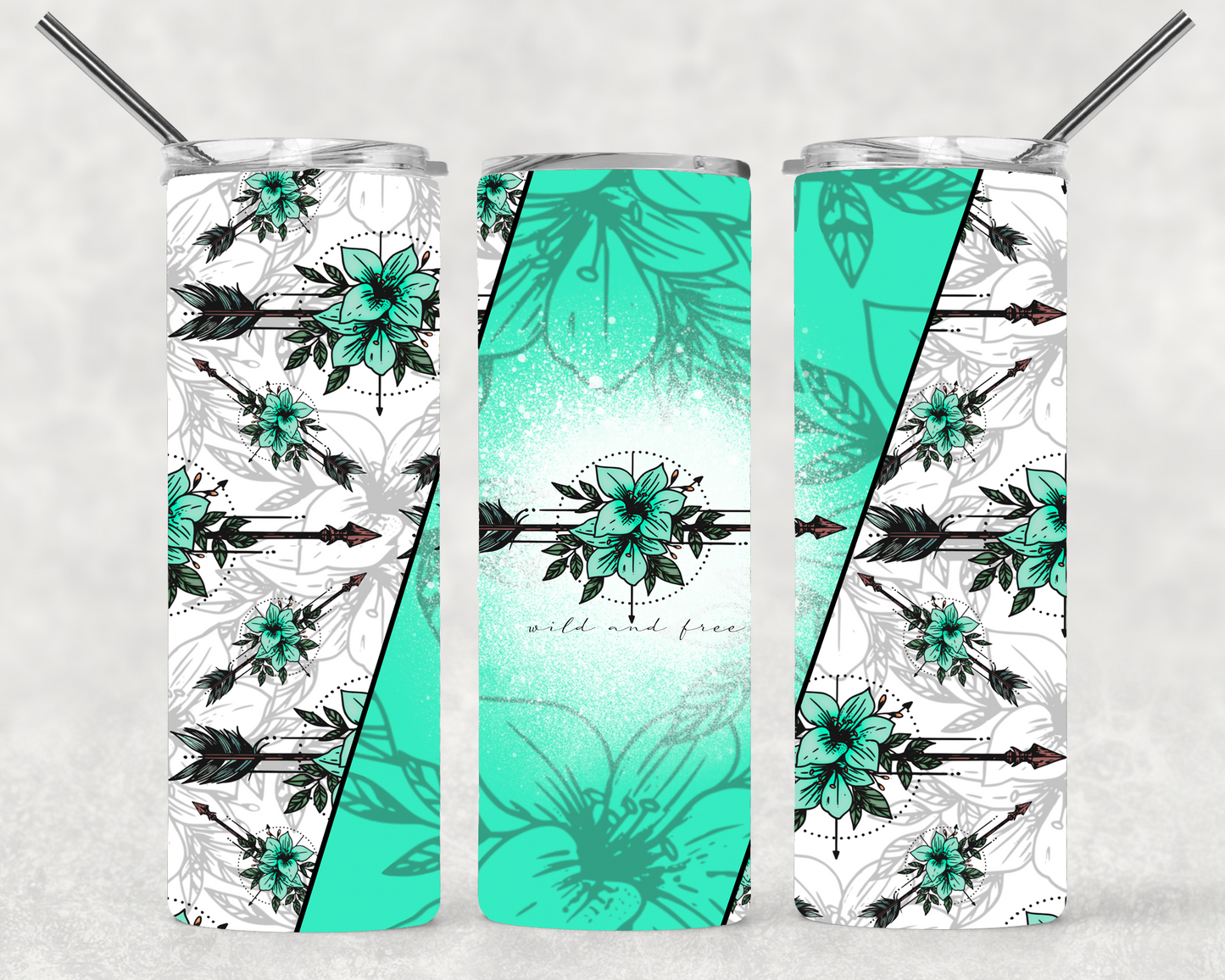 Wild and Free 3 way split Wrap For Straight Tumbler-M287