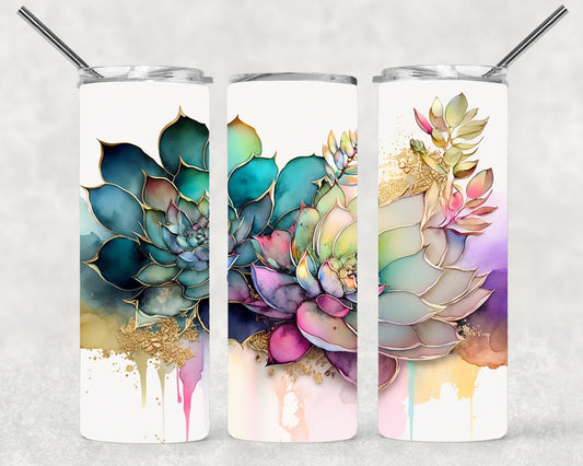 Watercolor Succulent Wrap For Straight Tumbler-S12