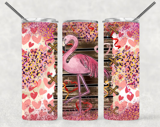 Heart Flamingo Wrap For Straight Tumbler-M131