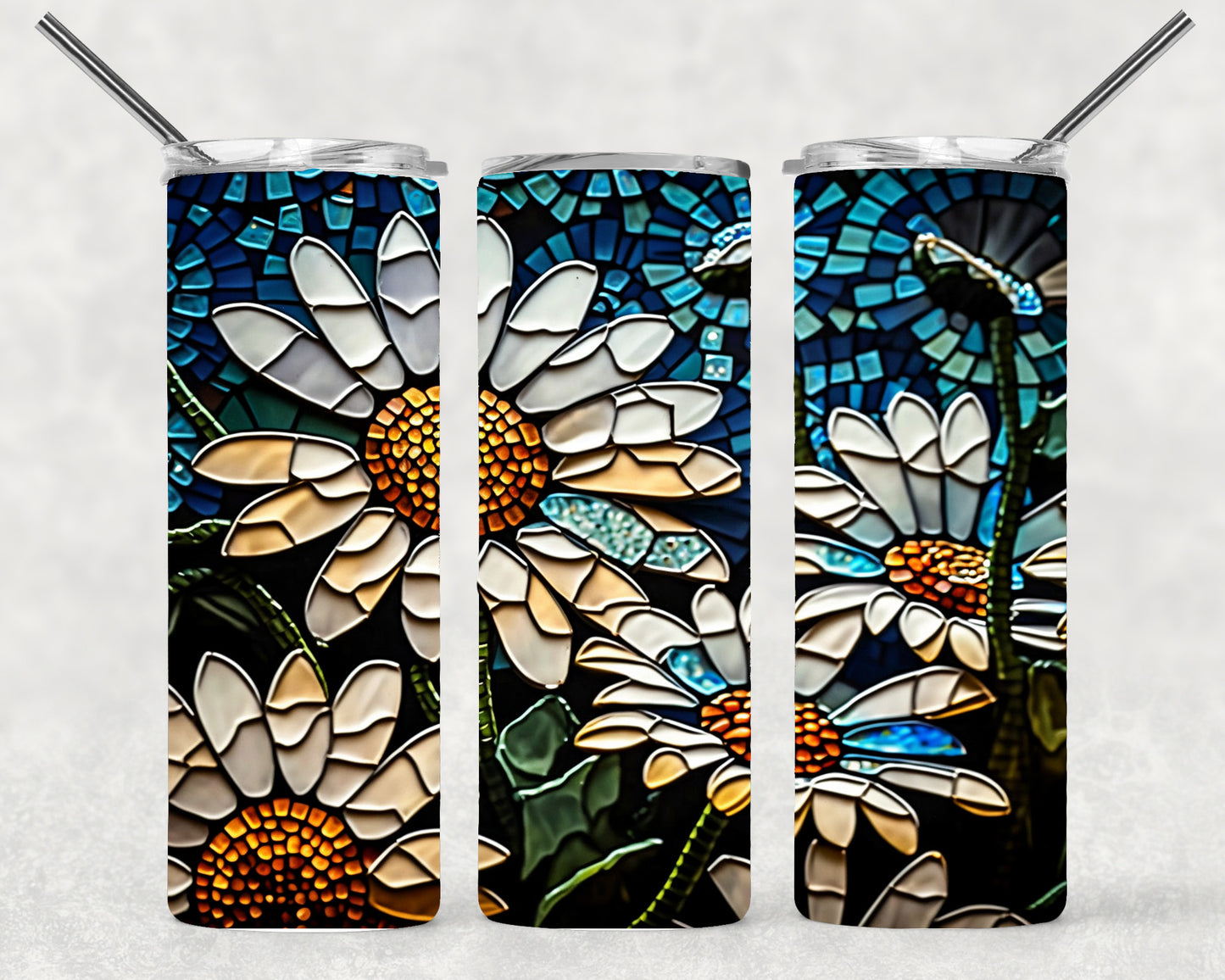 Stained Glass Daisies Wrap For Straight Tumbler-S7