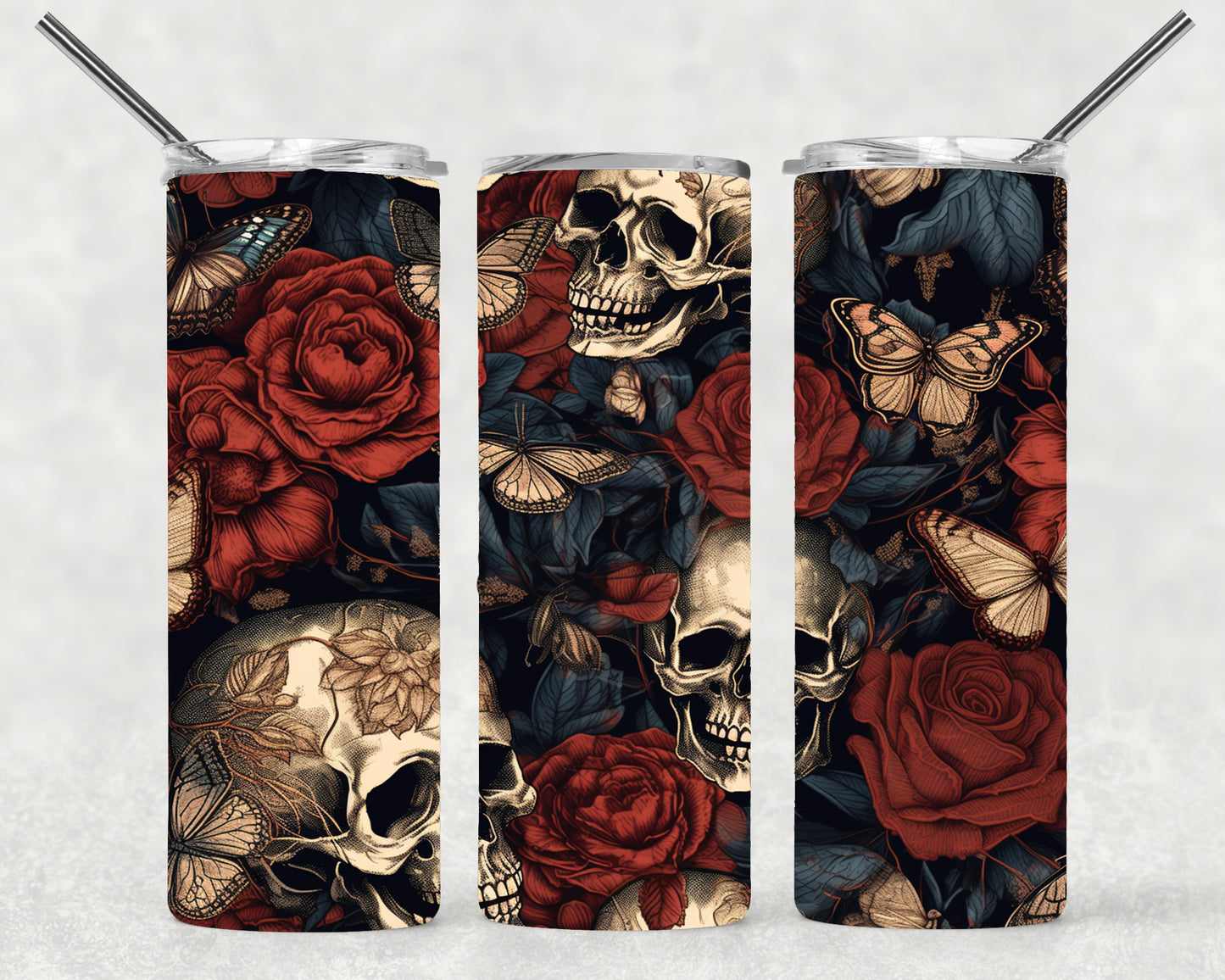 Vintage Skulls Wrap For Straight Tumbler-S6