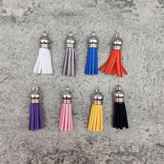 10Pk Small Tassels-Silver Tops