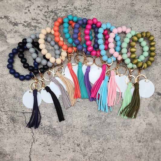 Sublimation Keychain Bracelet With Tassel