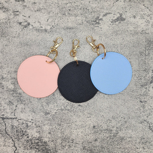 Faux Leather Round Keychain