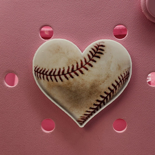 Baseball Heart Bag Charm With Button