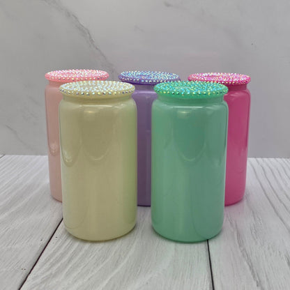 Rhinestone Lid Glass Shimmer Libbey