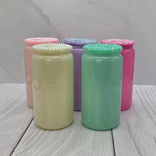 Rhinestone Lid Glass Shimmer Libbey