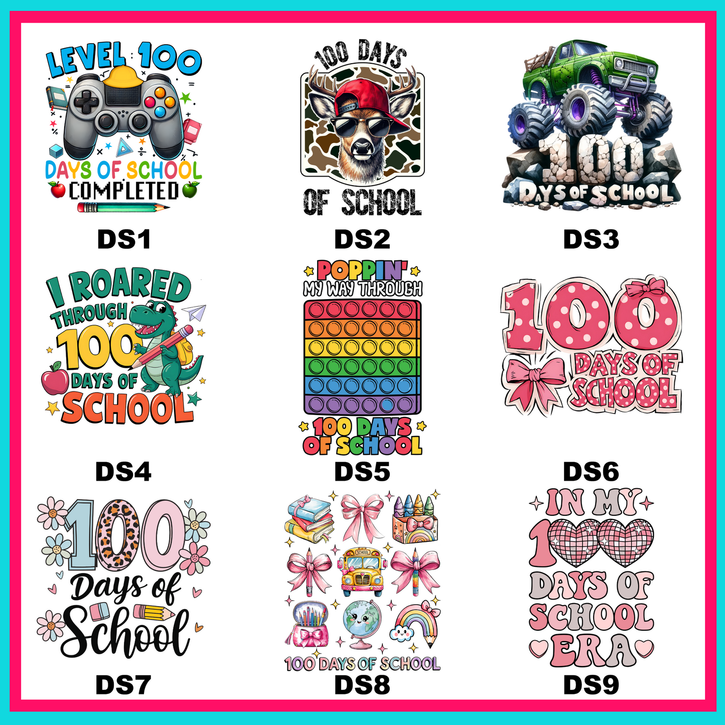 2025 100 Days of School Transfers -For Fabrics