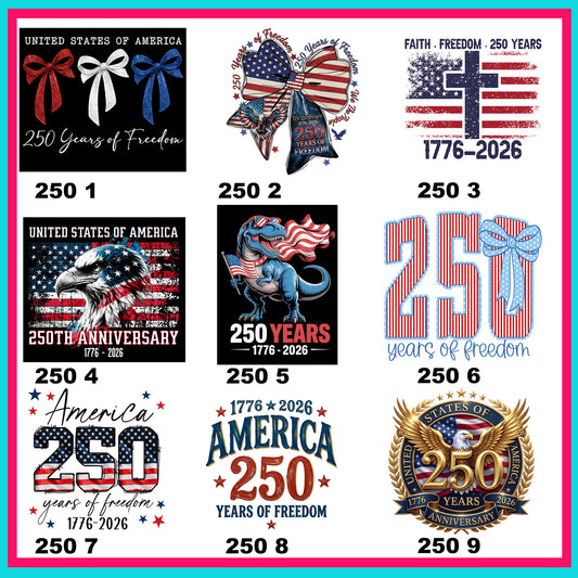 250 Years Old Transfers - For Fabrics