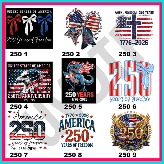 UVDTF 250 Years Old Decals