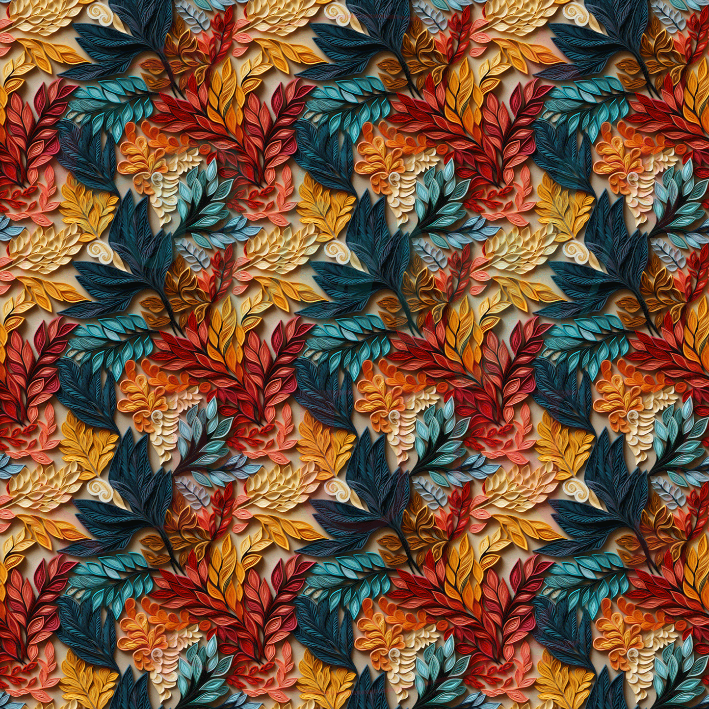 3d Fall Floral Pattern-A12