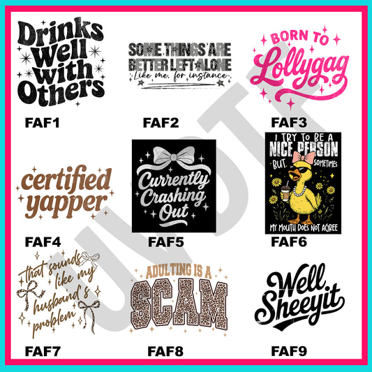 UVDTF Funny AF Decals