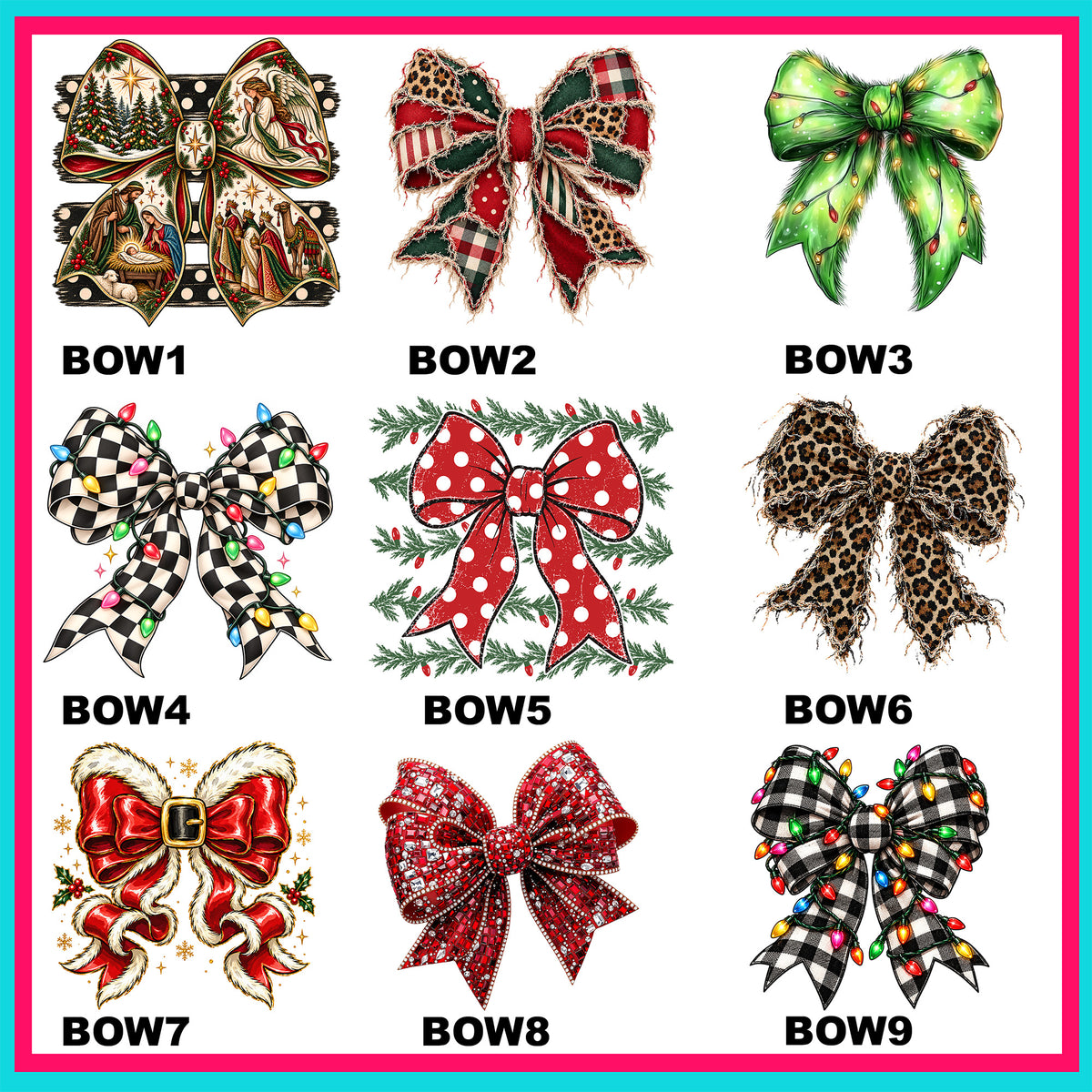 Holiday Bows Transfers - For Fabrics