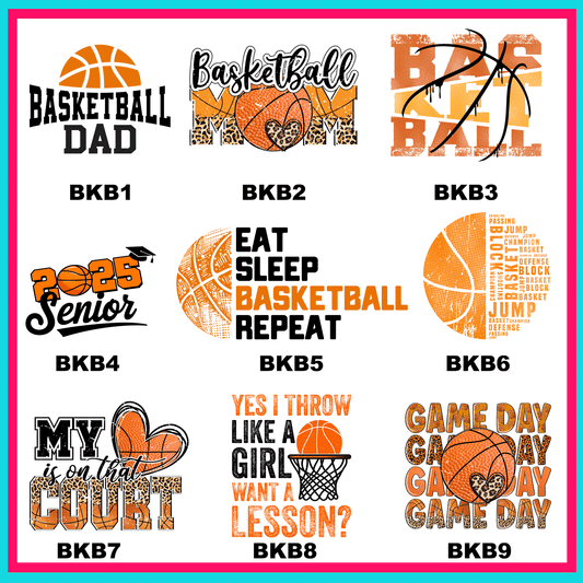 BasketBall Transfers -For Fabrics