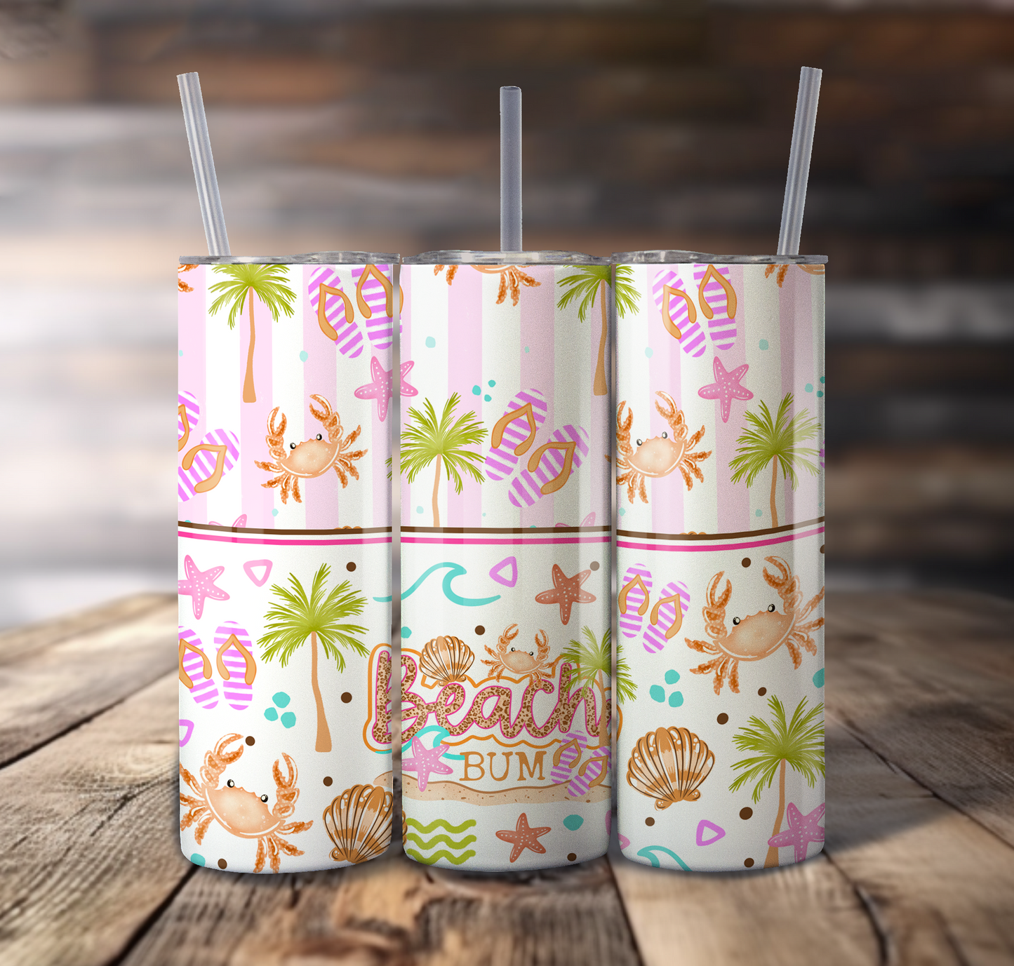 Beach Bum Wrap For Straight Tumbler - S793