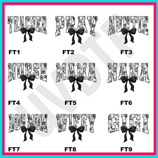 UVDTF French Toile Black Decals