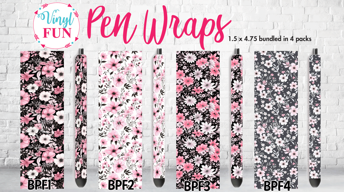 Black & Pink Floral Pen Collection