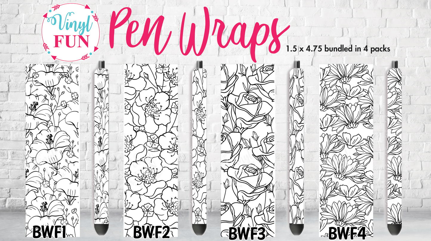 Black & White Floral Pen Collection