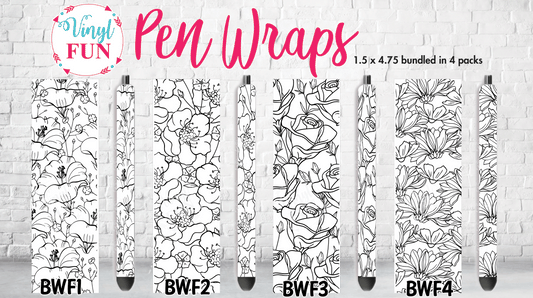 Black & White Floral Pen Collection