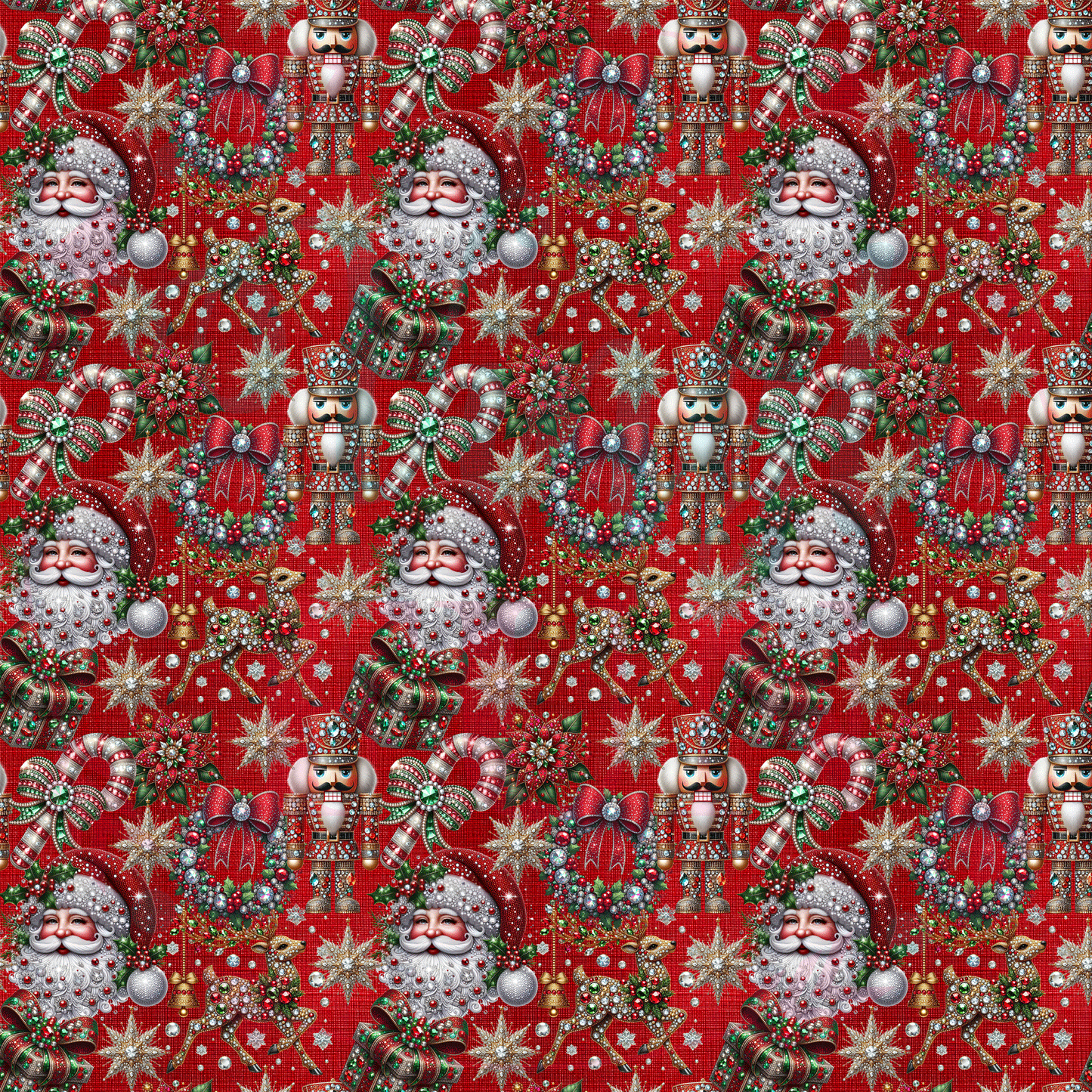 Bling Santa With Nutcracker Pattern