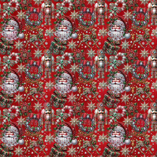 Bling Santa With Nutcracker Pattern