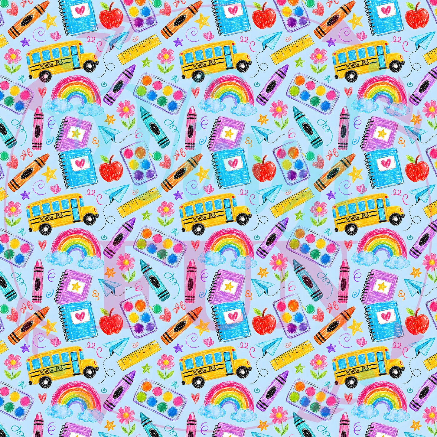 Blue Background School Pattern