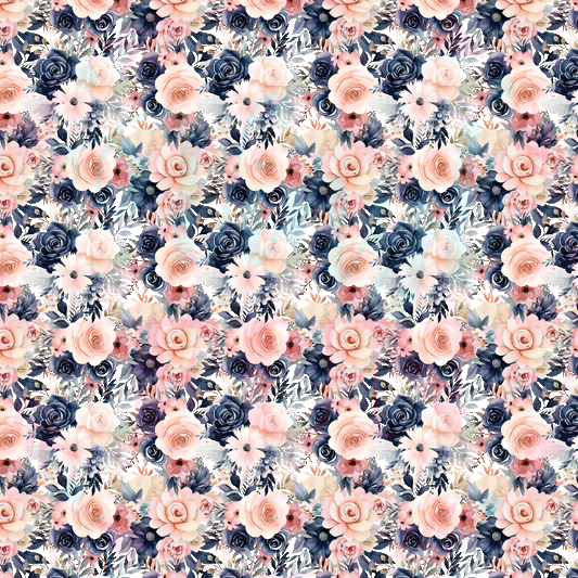 Peach & Navy Floral Pattern-A11