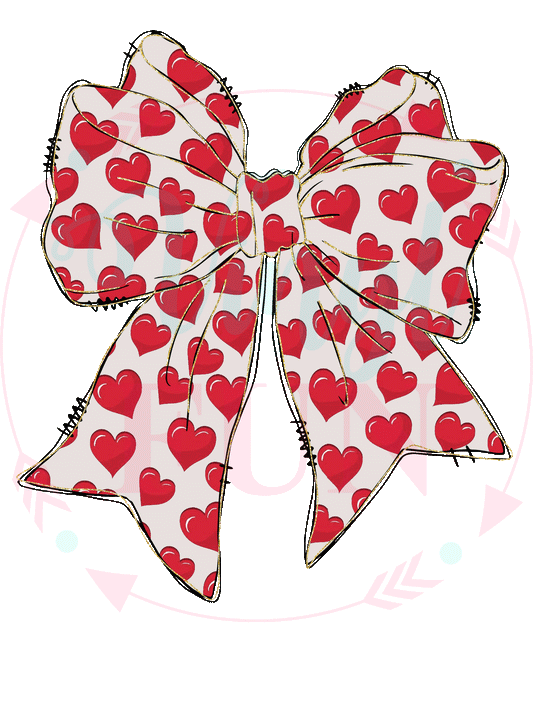 Bow With Hearts Transfer -V12