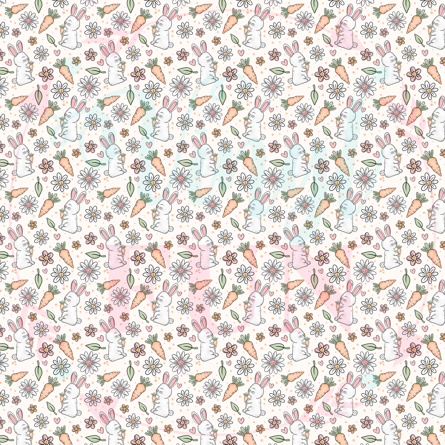 Bunny Checkered Orange Pattern