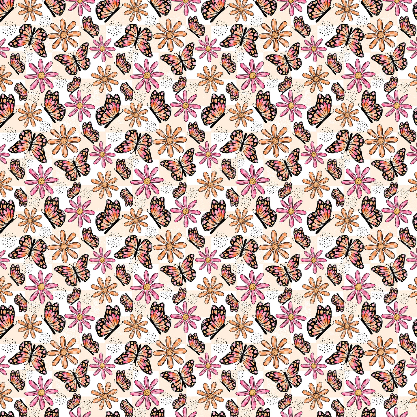 Butterfly With Checkered Pattern-C5