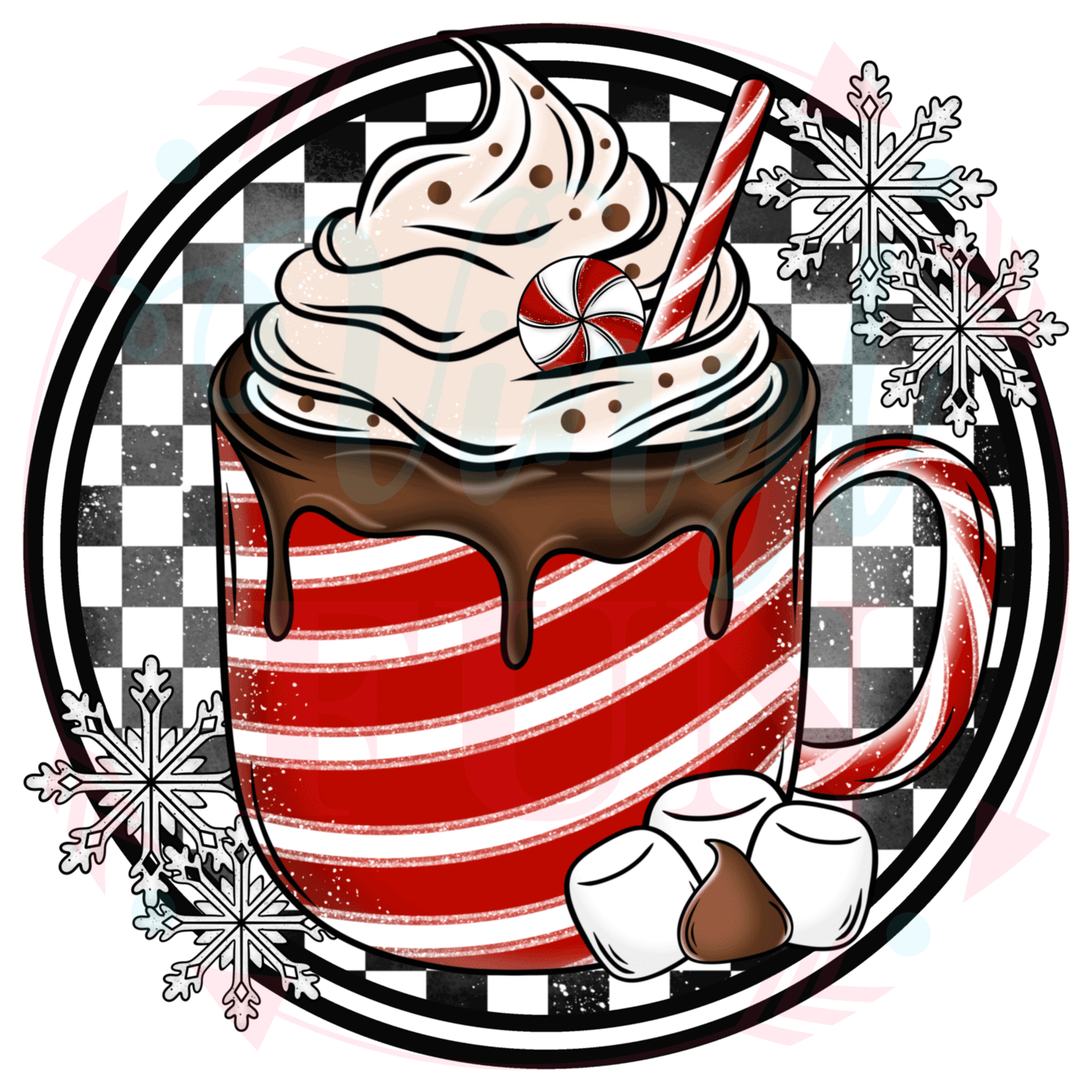 UVDTF Checkered Hot Cocoa Decal-XM16