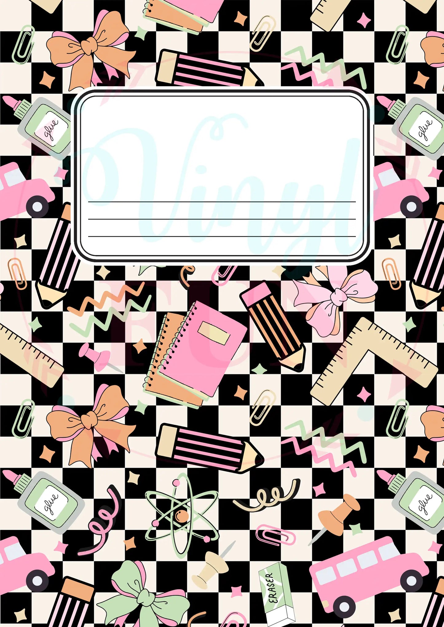 Composition Notebook Cover Transfer Sheets- School Doodle