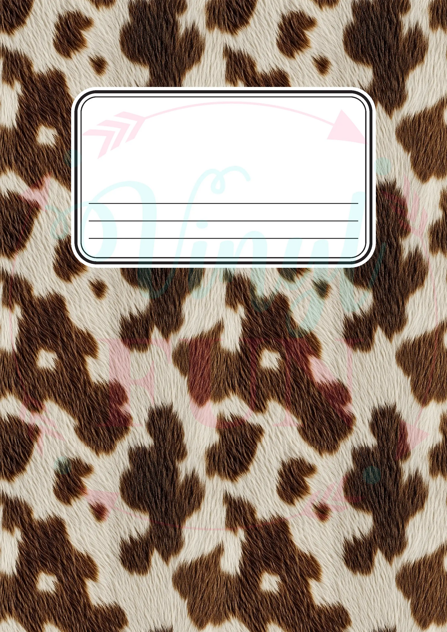 Composition Notebook Cover Transfer Sheets- Real Brown Cow