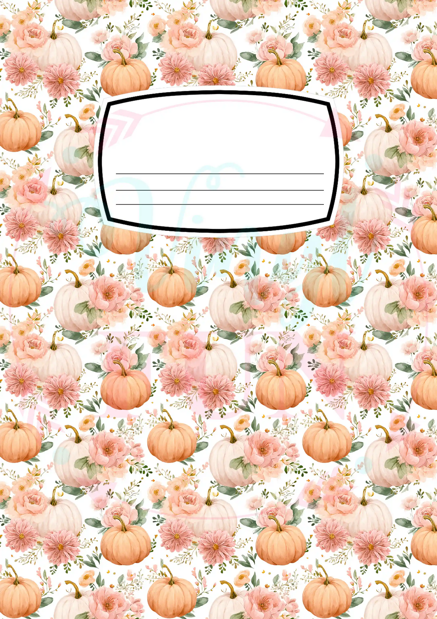 Composition Notebook Cover Transfer Sheet - Watercolor pumpkin